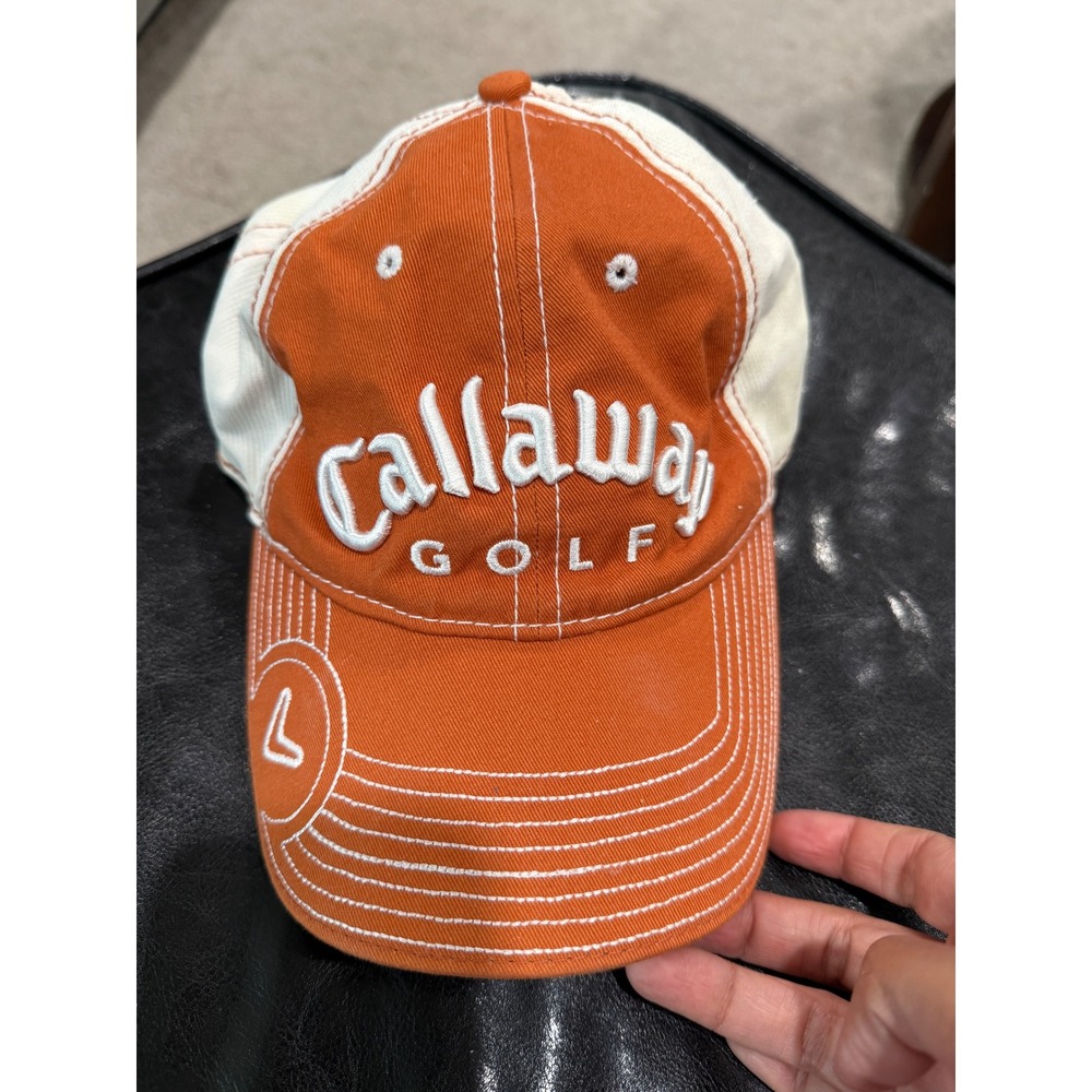 Callaway Golf‎ Hat Cap Orange White Embroidered Logo Adjustable Strap